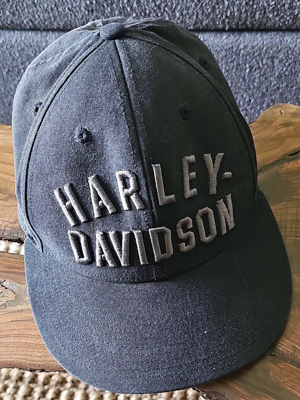 Harley-Davidson Black Raised Embroidered Logo Cap